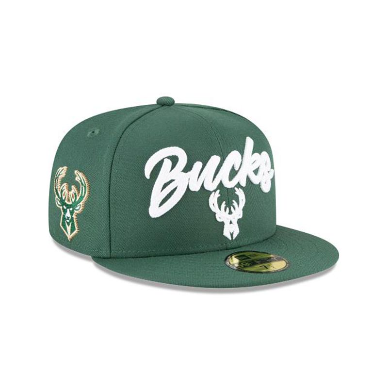 NBA Milwaukee Bucks Draft Alternate 59Fifty Fitted (KNQ4944) - Green New Era Caps